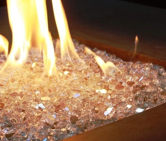 Fire Glass in a Fire Pit - Reflective Platinum - Sharp Engineering