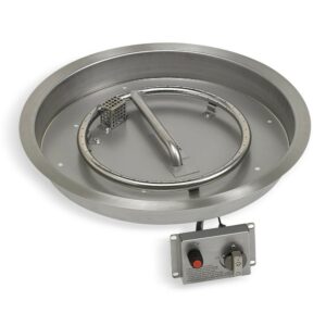 19″ Round Stainless Steel Drop-in Fire Pit Pan With Electric Ignition System Kit, CSA Certified
