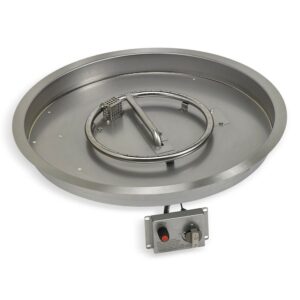 25″ Round Stainless Steel Drop-in Fire Pit Pan With Electric Ignition System Kit, CSA Certified